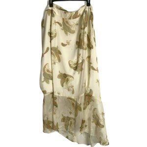 Vince Camuto Paisley Spice Ruffle Midi Skirt Plus 22W Natural Summer Oasis